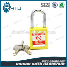 Vivid Steel Shackle Yellow Plastic Safety Padlock avec clé